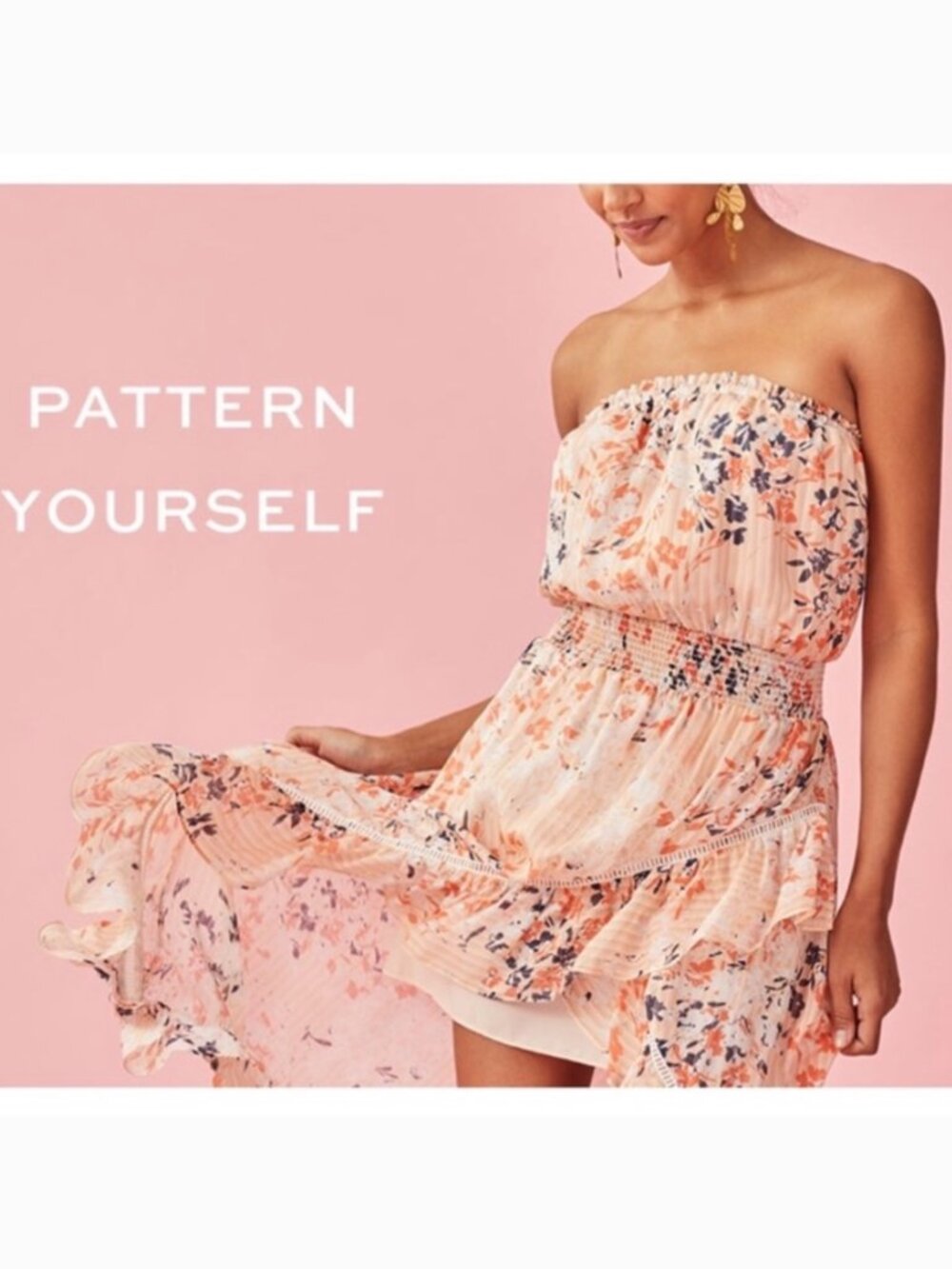 Ramy Brook Manon Dress S NWT Silk Floral Print Strapless High Low Ruffle Orange - Picture 8 of 10